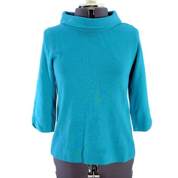 NWOT Talbots Teal Cowl Neck Sweater Sz MP - Picture 1 of 7